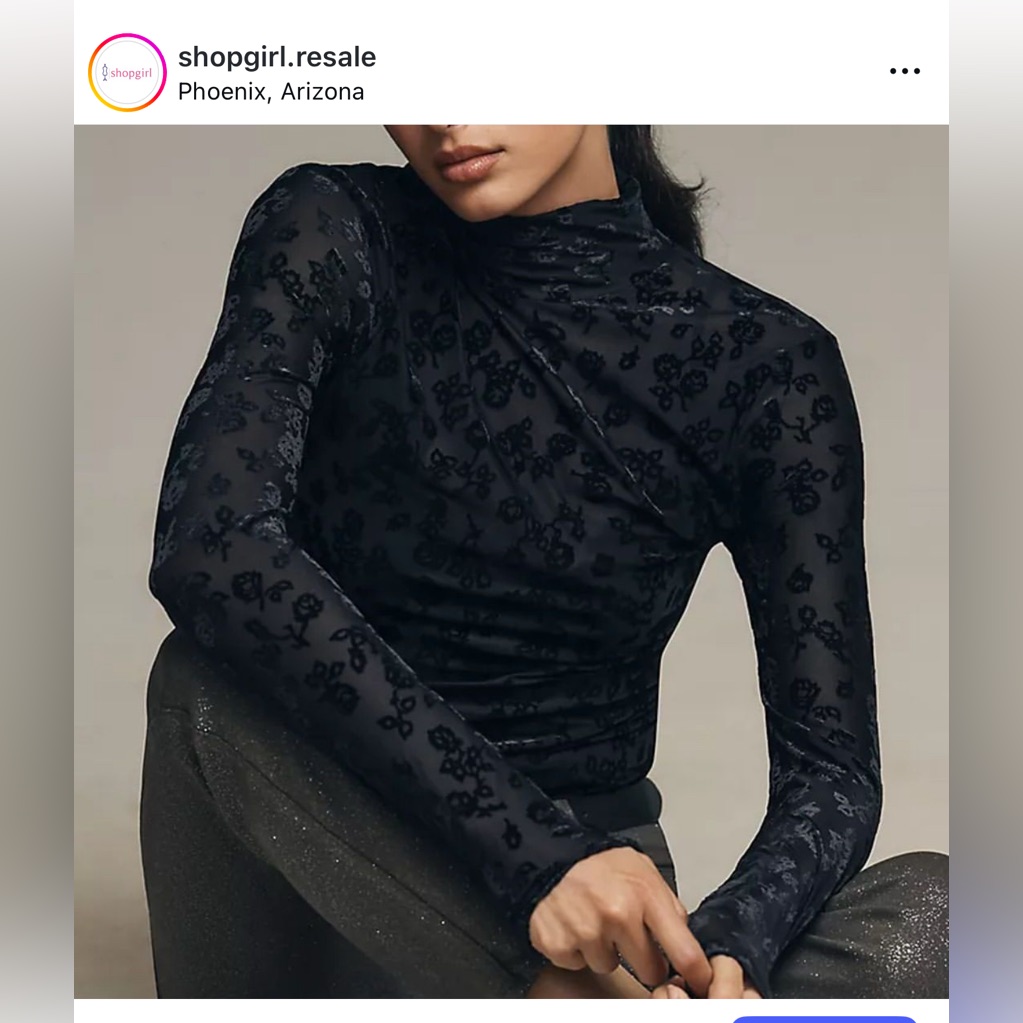 Paige Ursula Sheer Floral Turtleneck Top Anthropologie Mock Maeve Revolve